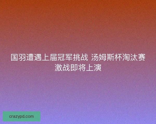 国羽遭遇上届冠军挑战 汤姆斯杯淘汰赛激战即将上演