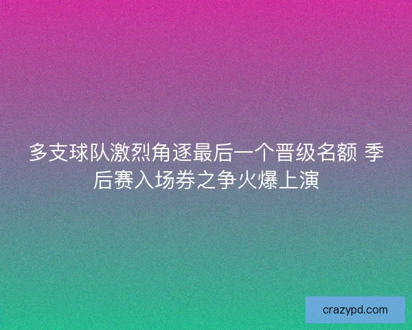 多支球队激烈角逐最后一个晋级名额 季后赛入场券之争火爆上演 多支球队激烈角逐最后一个晋级名额 季后赛入场券之争火爆上演