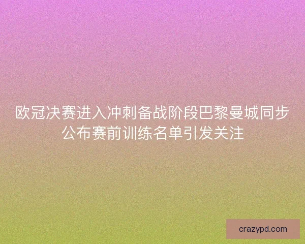 欧冠决赛进入冲刺备战阶段巴黎曼城同步公布赛前训练名单引发关注