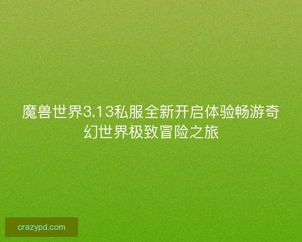 魔兽世界3.13私服全新开启体验畅游奇幻世界极致冒险之旅